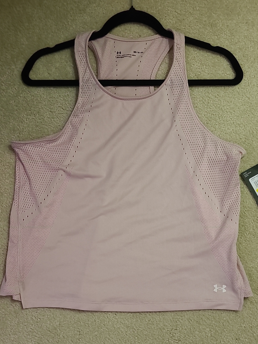 Under Armour Women’s Pale Pink Mesh-Panel Workout Tank